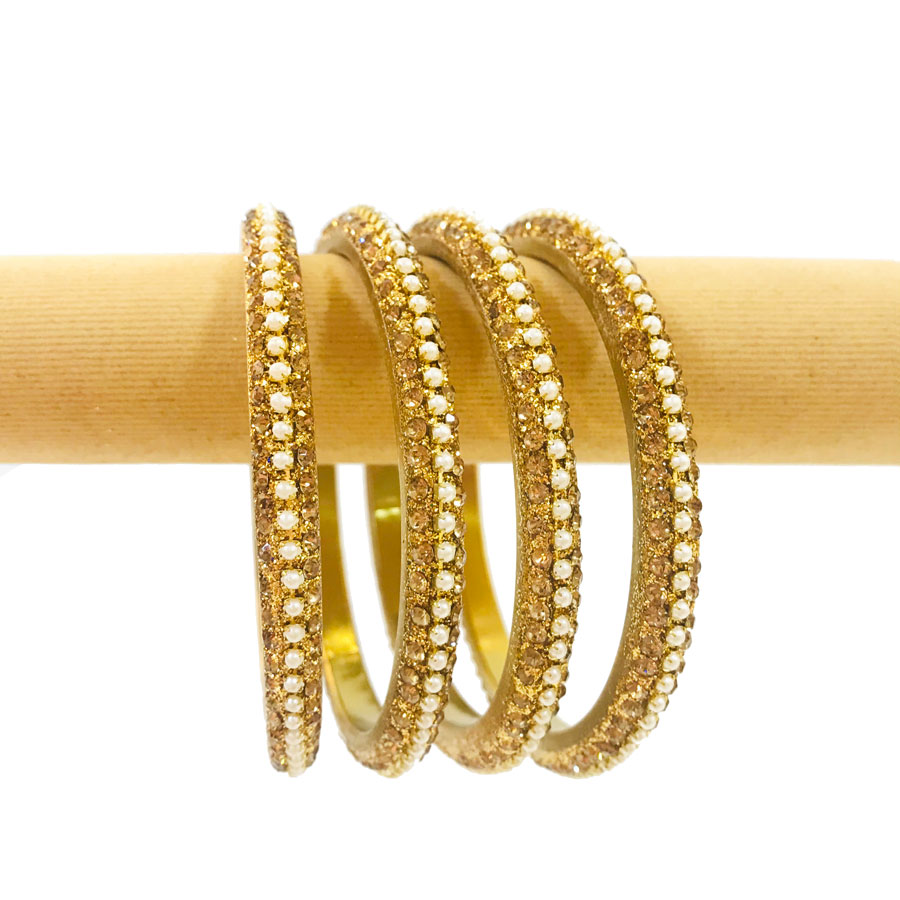 Crystal Pearl Kara and Churi Bangles - Chohan's Jewellery