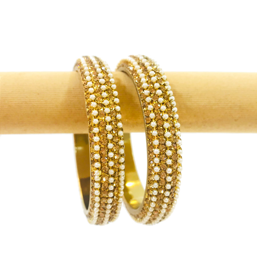 Crystal Pearl Kara and Churi Bangles - Chohan's Jewellery