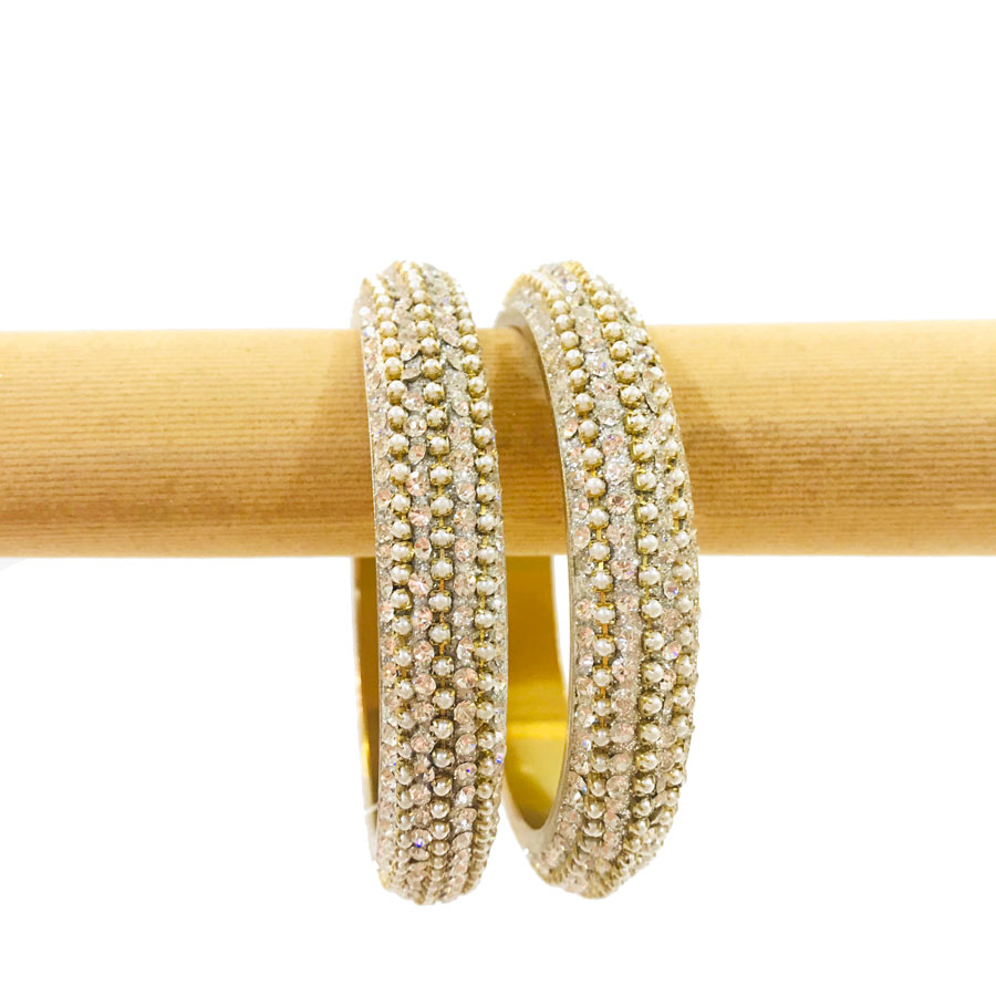 Crystal Pearl Kara and Churi Bangles - Chohan's Jewellery